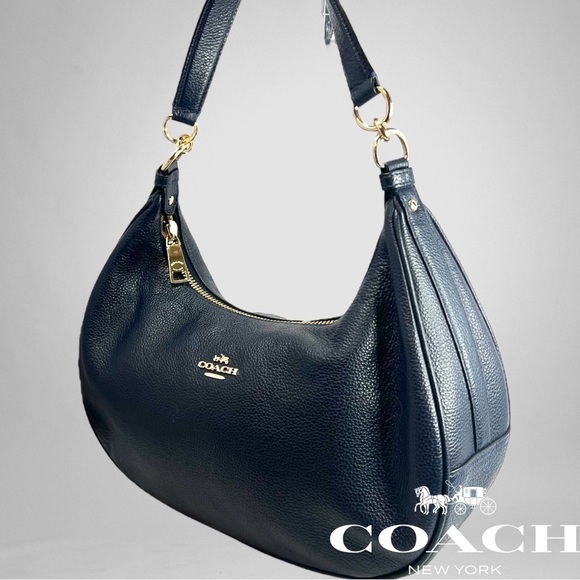 Coach Handbags - Coach Navy Blue Grained Leather Harley Hobo